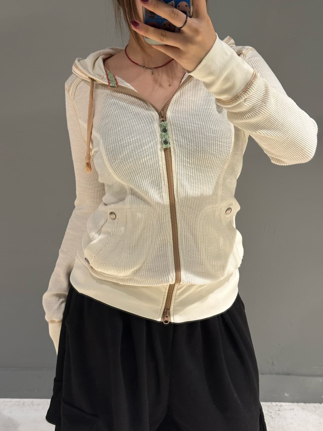 back number waffle 2-way hood zip-up 상품이미지5