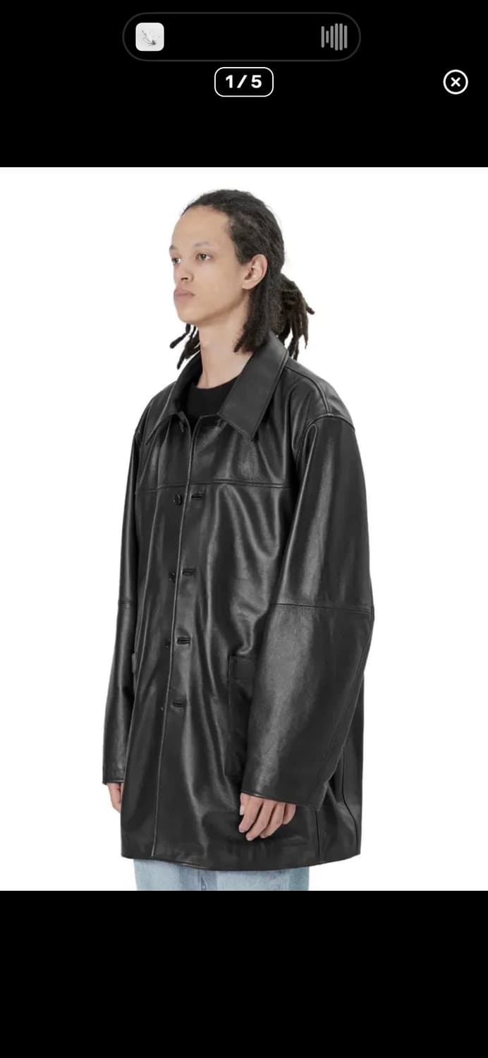 브라운야드 하프 레더 코트 상품이미지1