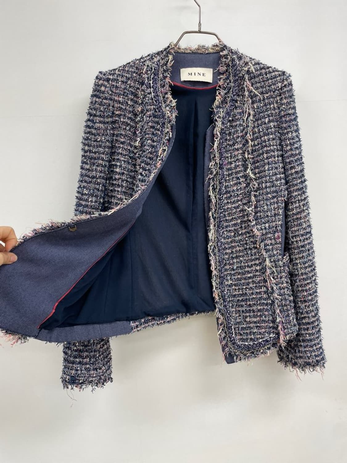 한섬 마인 이태리원단 트위드 자켓 네이비 상품이미지5