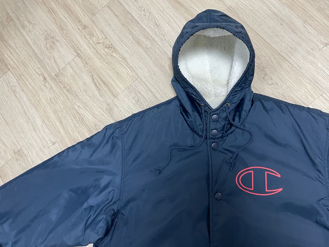 100~105) 90's 챔피온 재팬 성조기 빅로고 양털 후드 코치자켓 상품이미지5