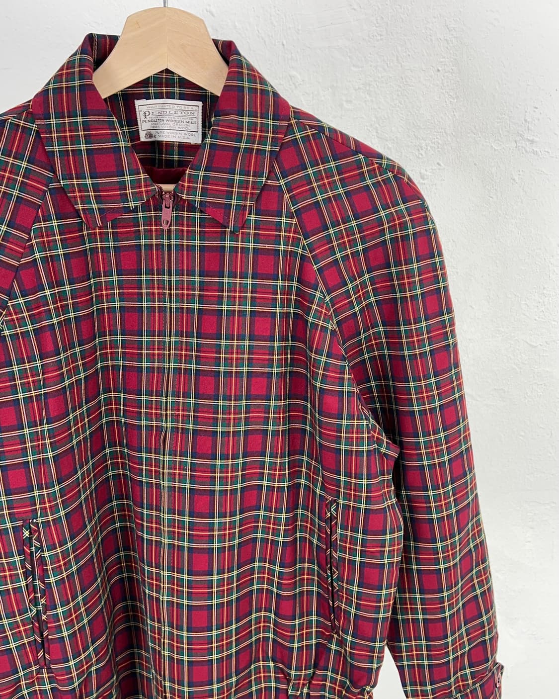 펜들턴 타탄 체크 셔링 울 블루종 자켓 상품이미지3