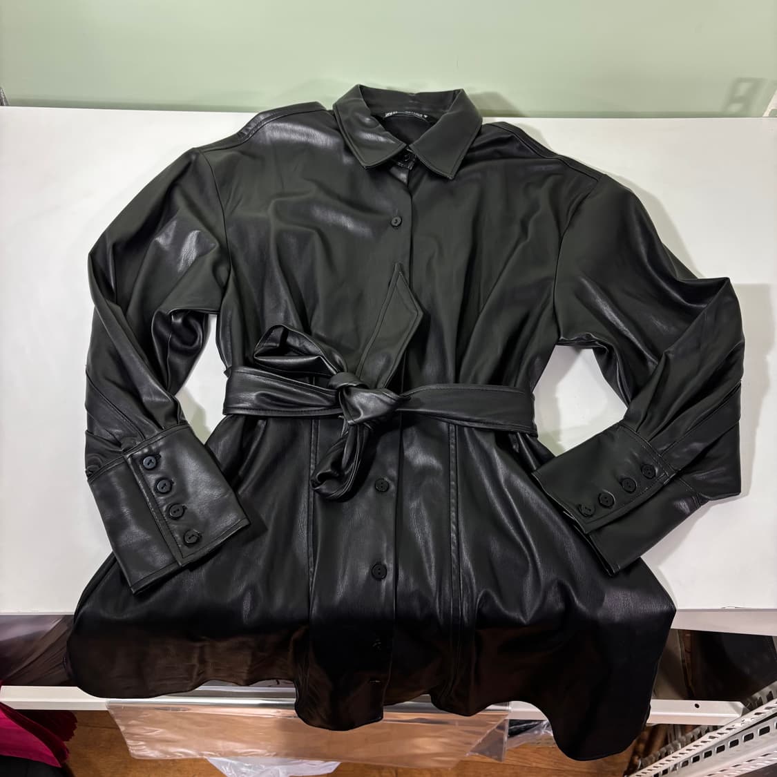 우먼S 자라 블랙 로브 셔츠 가죽자켓 상품이미지2