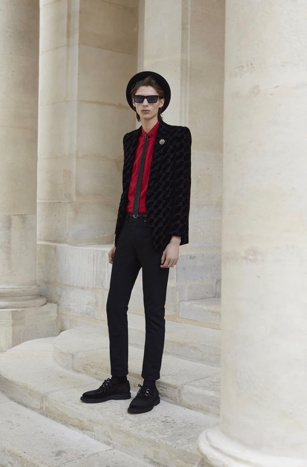 [BTS 진님 착용] 생로랑 21AW 레드 도트 실크 셔츠 상품이미지1