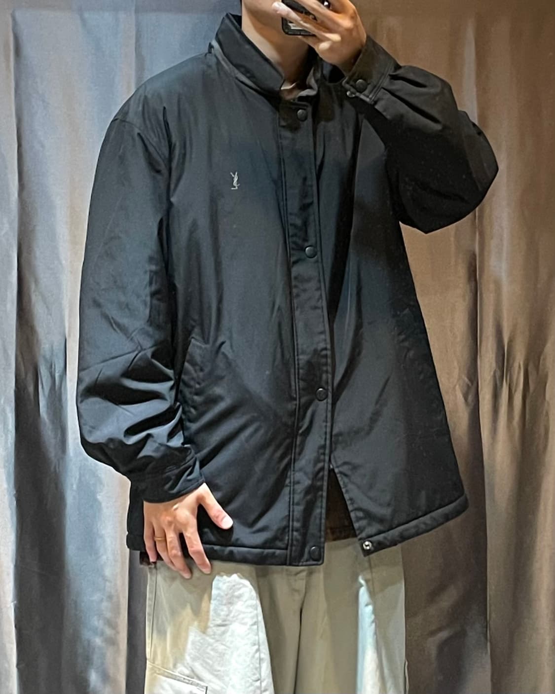 XXL YSL 입생로랑 심볼로고 나일론 코트 자켓 상품이미지1