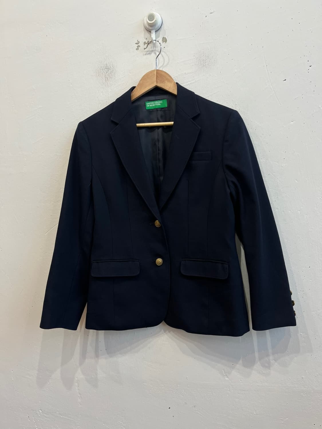 베네통 금장 네이비 블레이저 자켓 우먼즈 Made in JAPAN 상품이미지1