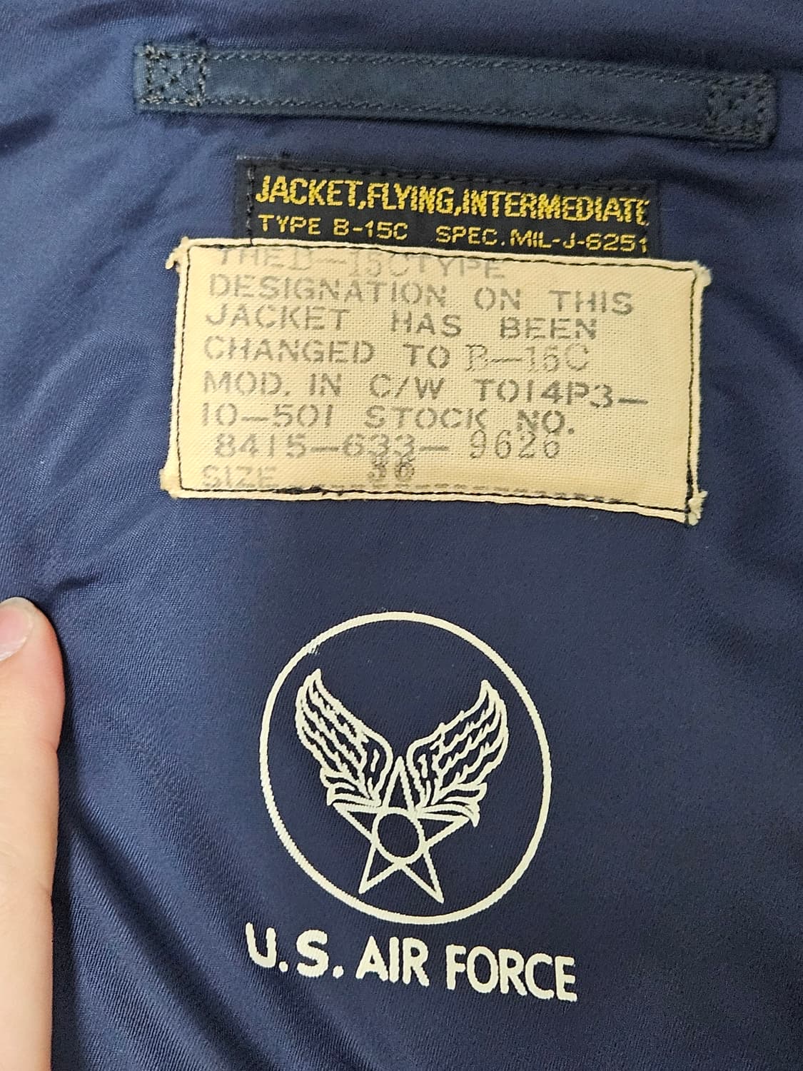 버즈릭슨 B-15C(MOD) 자켓에어포스 블루 36사이즈 90~00s 상품이미지4