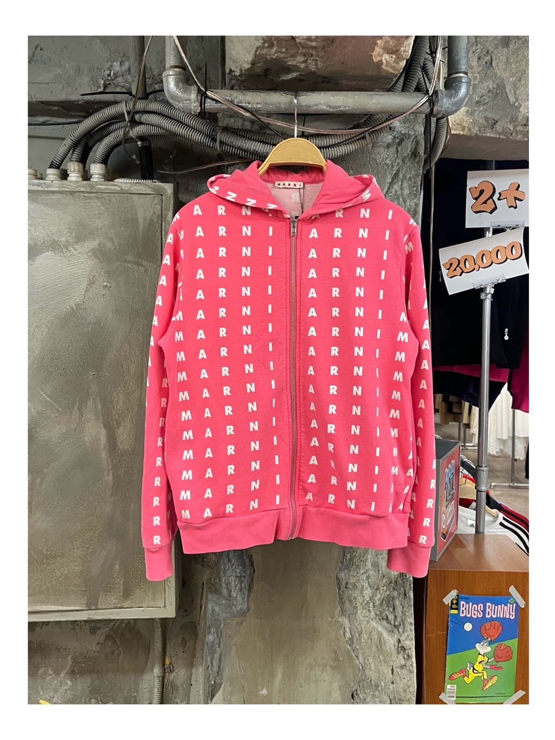 마르니 로고 프린트 후드집업 핑크 키즈 14 #csz3759 상품이미지1