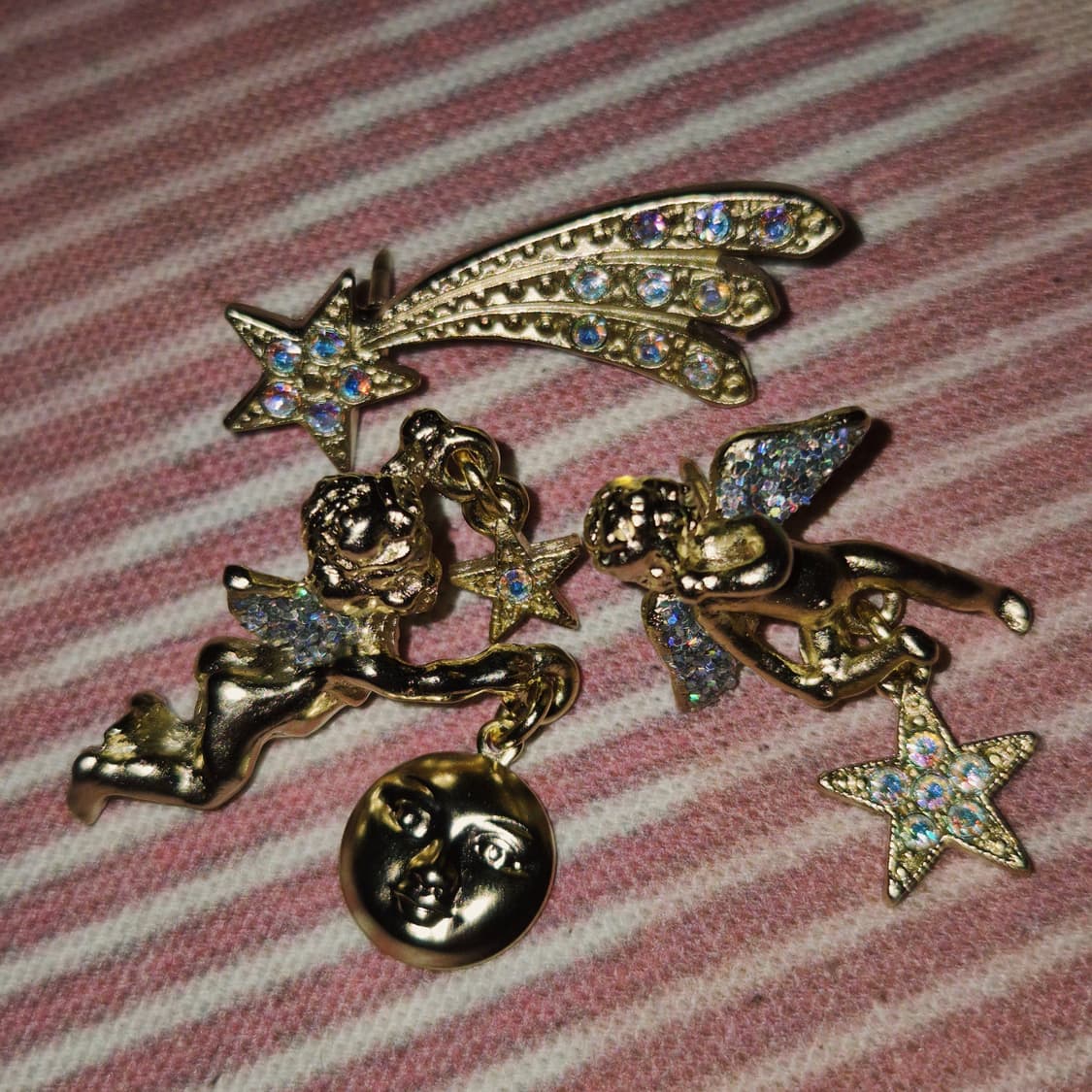 90s 미국 커크스폴리 요정 달&별 브로치 세트 상품이미지9
