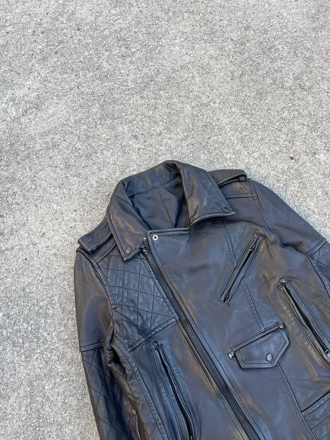 Vintage 스터드 바이커 양가죽 레더자켓 상품이미지2