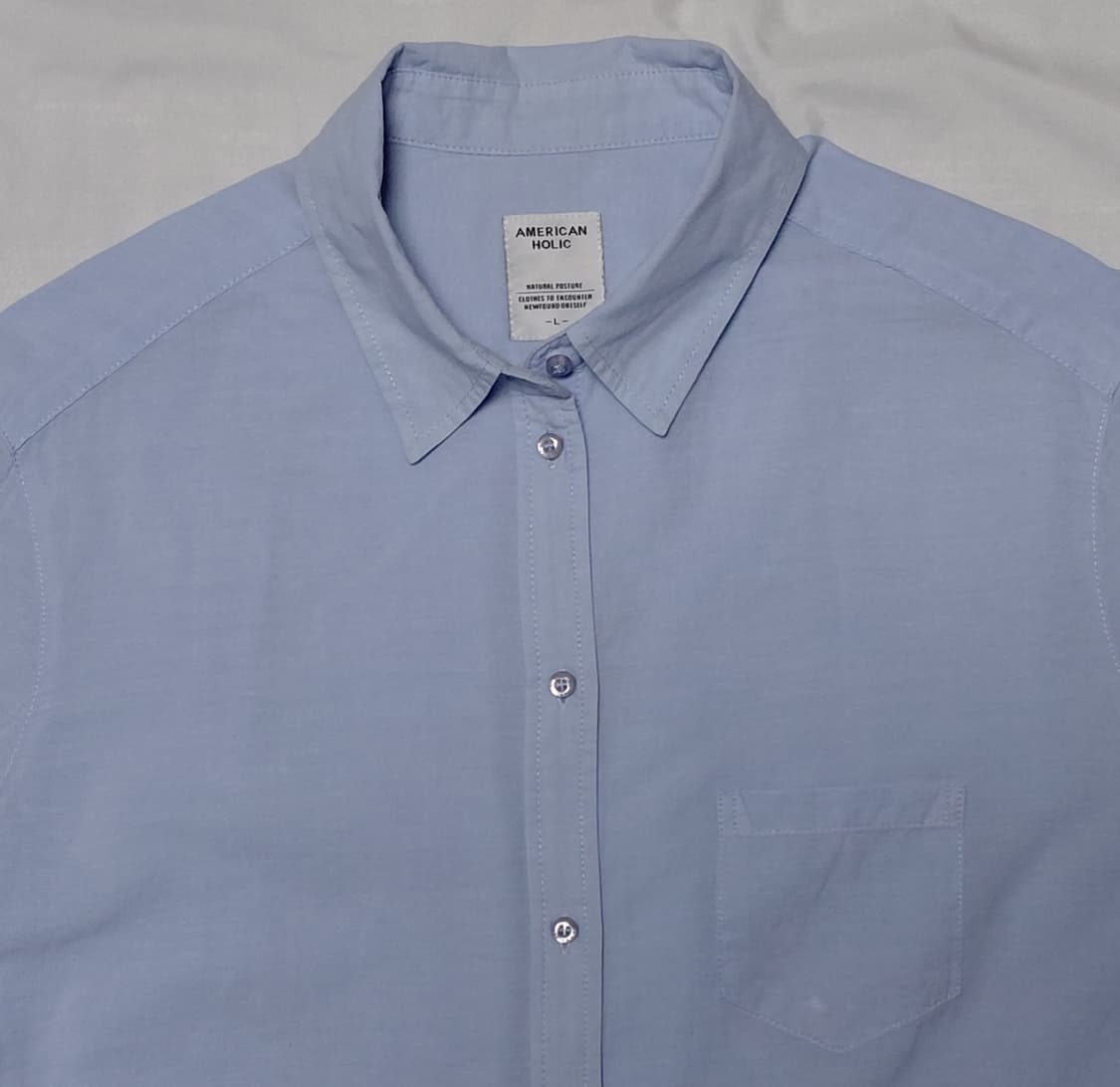​[L] 아메리칸 홀릭 삭스 블루 코튼 셔츠 상품이미지2