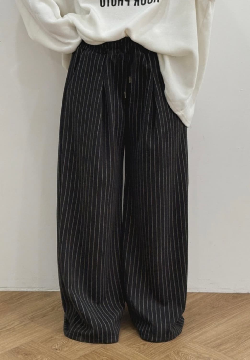 여성 밴딩 와이드 스트라이프 팬츠 상품이미지4