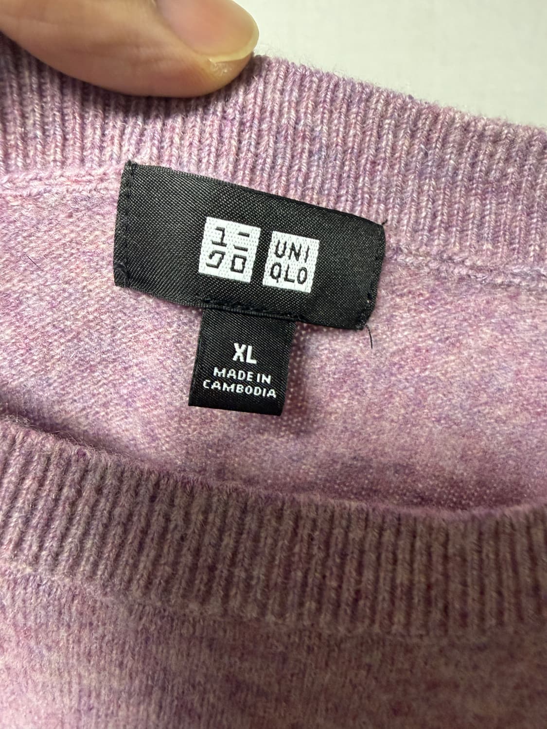 [XL] 유니클로 크루넥 캐시미어 니트 핑크 상품이미지3