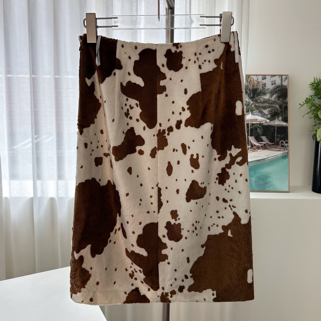 Cow printed fur skirt 상품이미지5