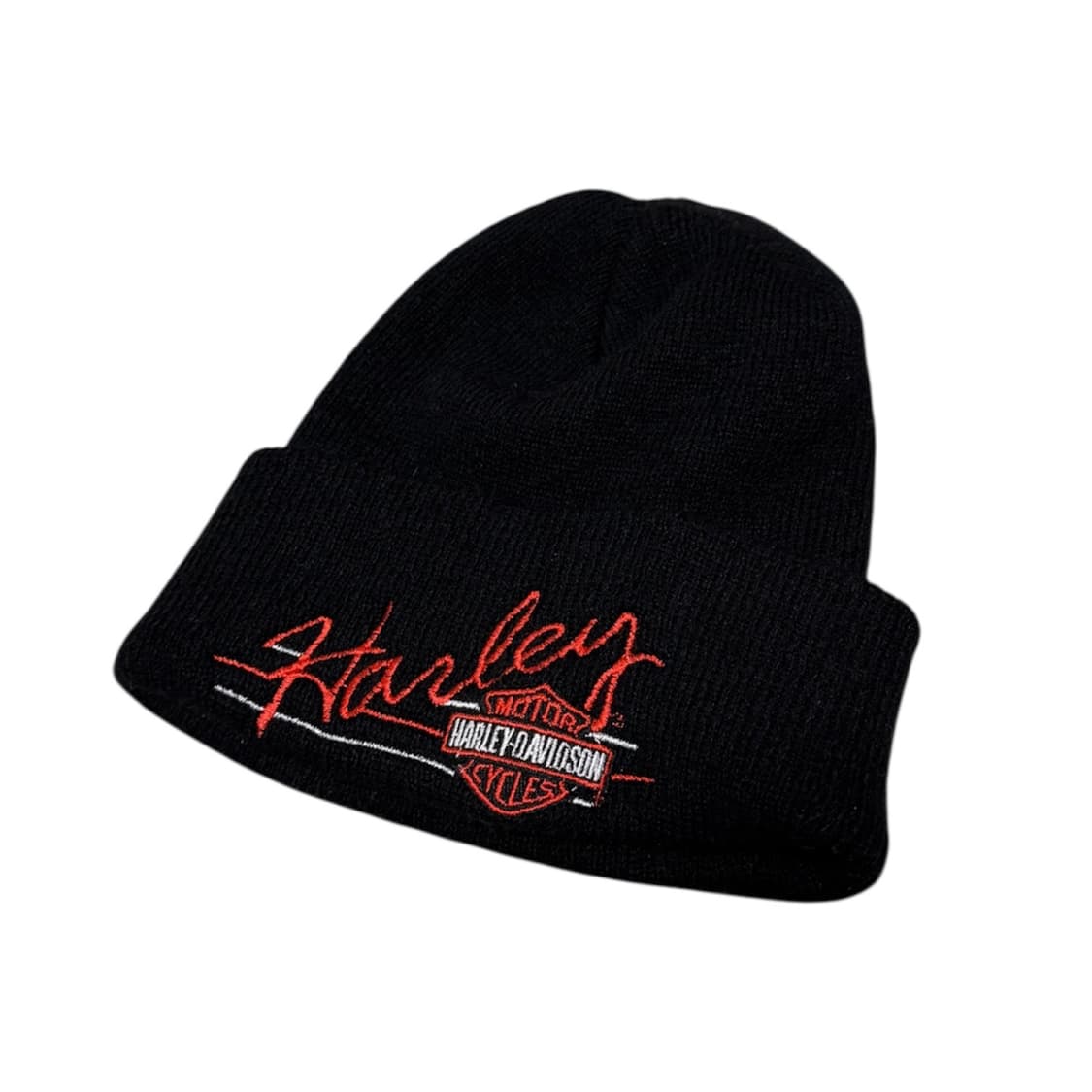 할리데이비슨 빈티지 방패로고 자수 커프드 비니 블랙 상품이미지1