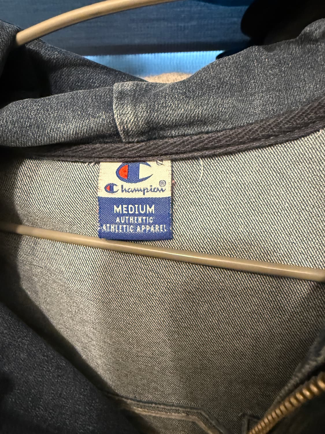 빈티지 챔피온 데님 후드 집업 자켓 M 상품이미지4