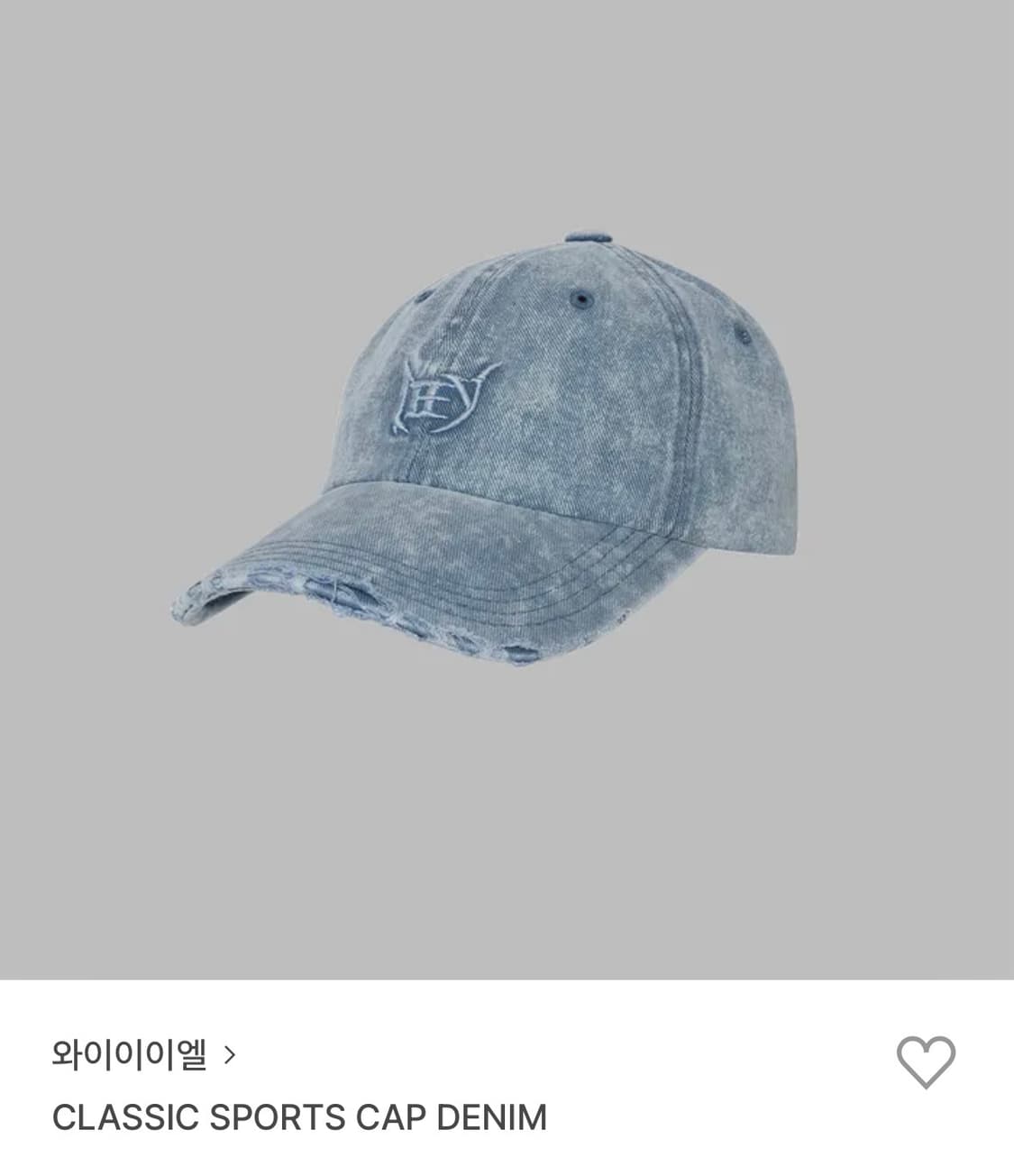 와이이이엘 CLASSIC SPORTS CAP DENIM[원가_68000] 상품이미지4