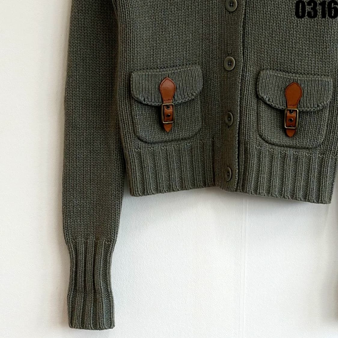 폴로 랄프로렌 니트 가디건 M 0316 올리브 실측 XS 상품이미지3