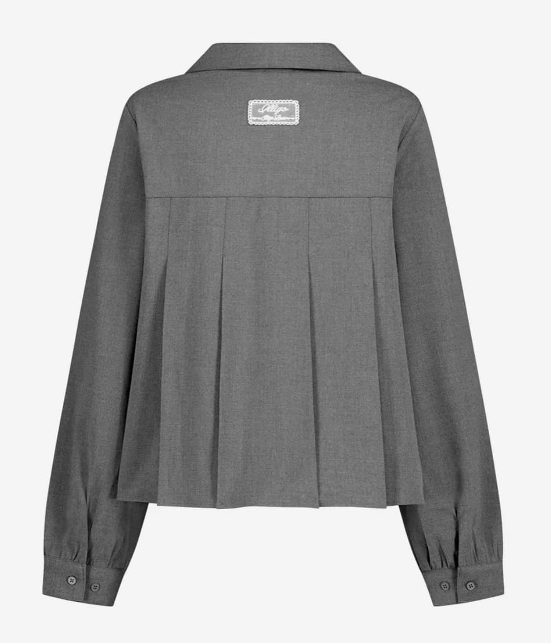 일리고 리본 플리츠 블라우스 그레이 상품이미지2