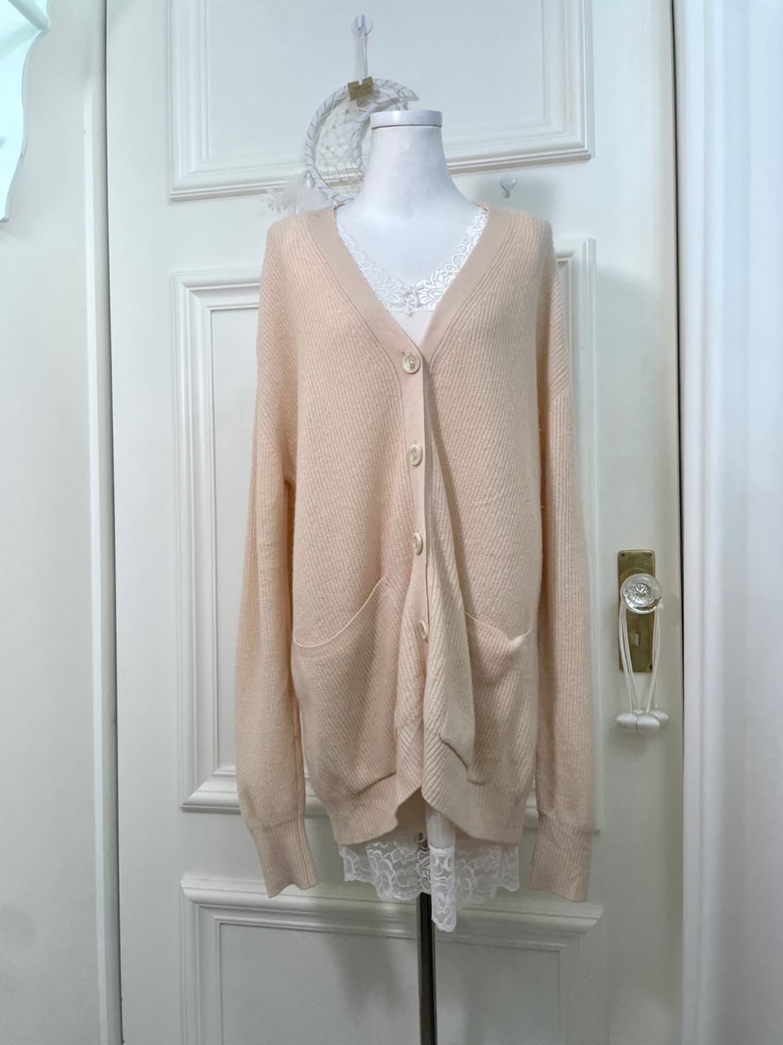 coral basic loose over cardiagn&lace sli 상품이미지1