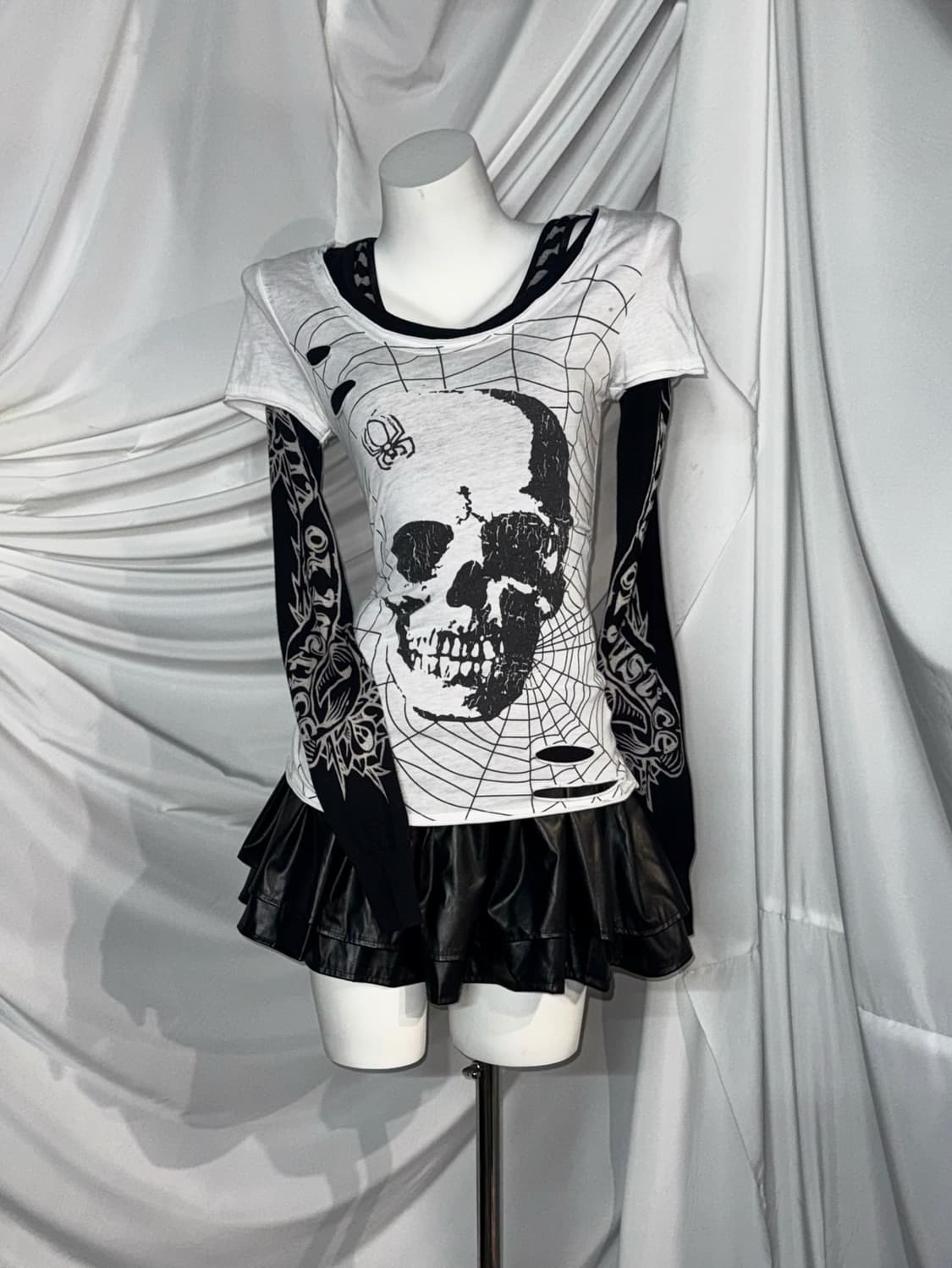 화이트 스크레치 레더 데일리펑크 코디세트  상품이미지7