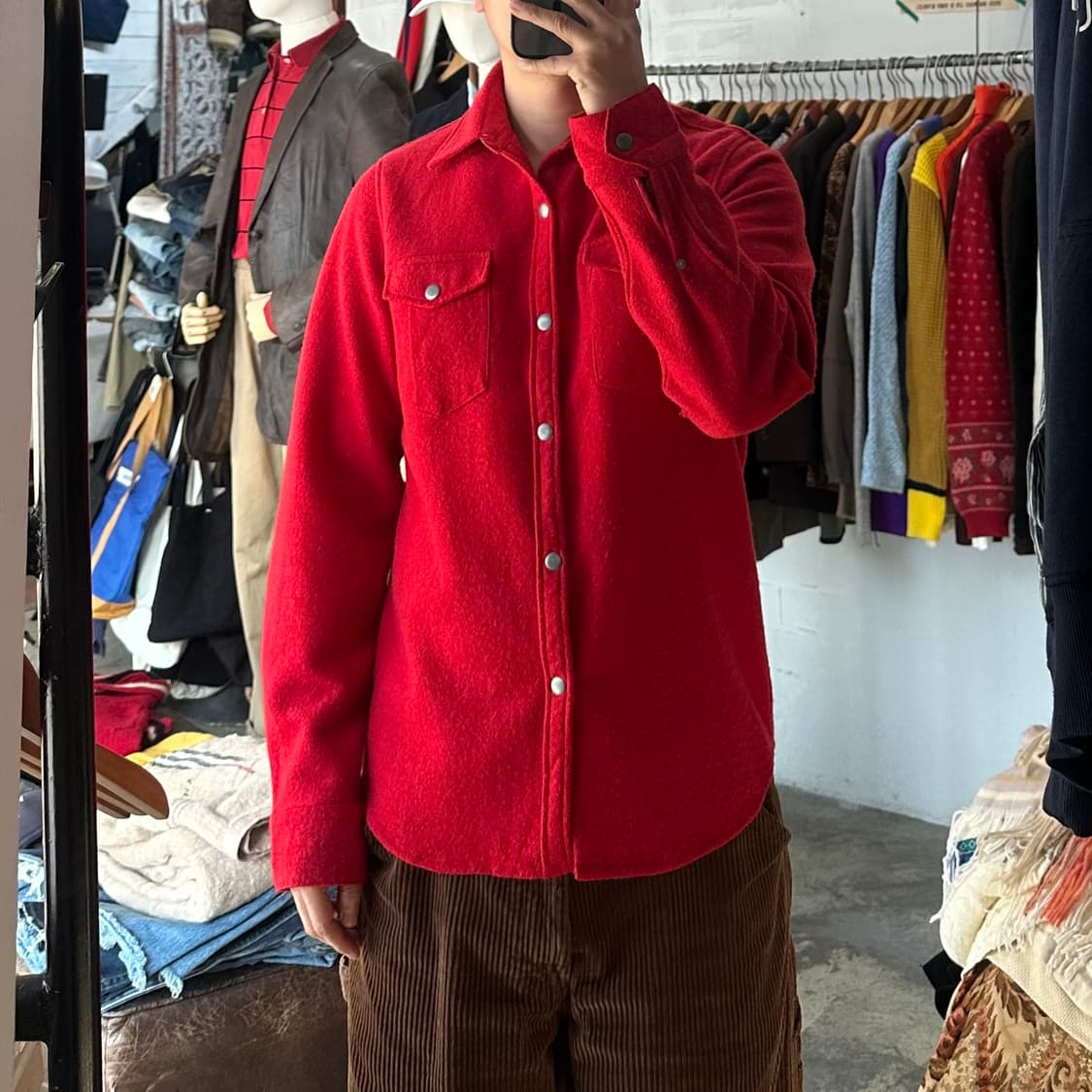 (착용컷) RED BUTTON 모직 셔츠 (남성용 100) 상품이미지4