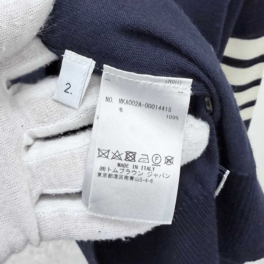 [S+급/2] 톰브라운 사선완장 메리노 울 니트 네이비 상품이미지7