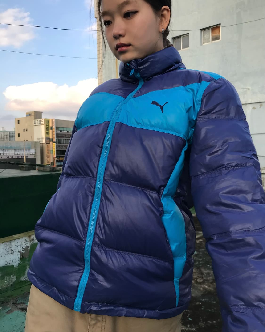 퓨마 블루 투톤 패딩 상품이미지4