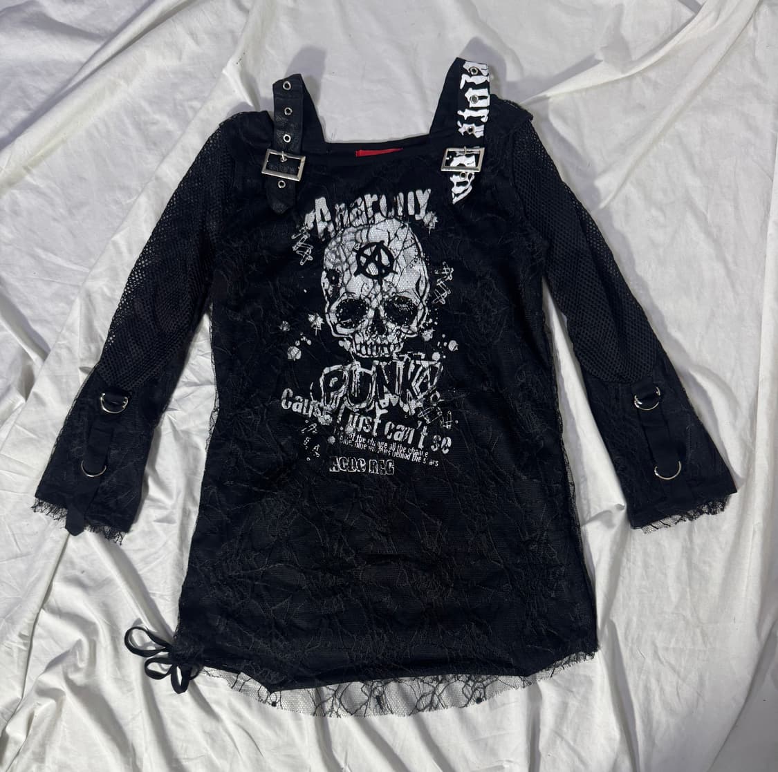 Acdc rag 스컬 스파이더 웹 롱슬리브 아나키 펑크 y2k 상품이미지1