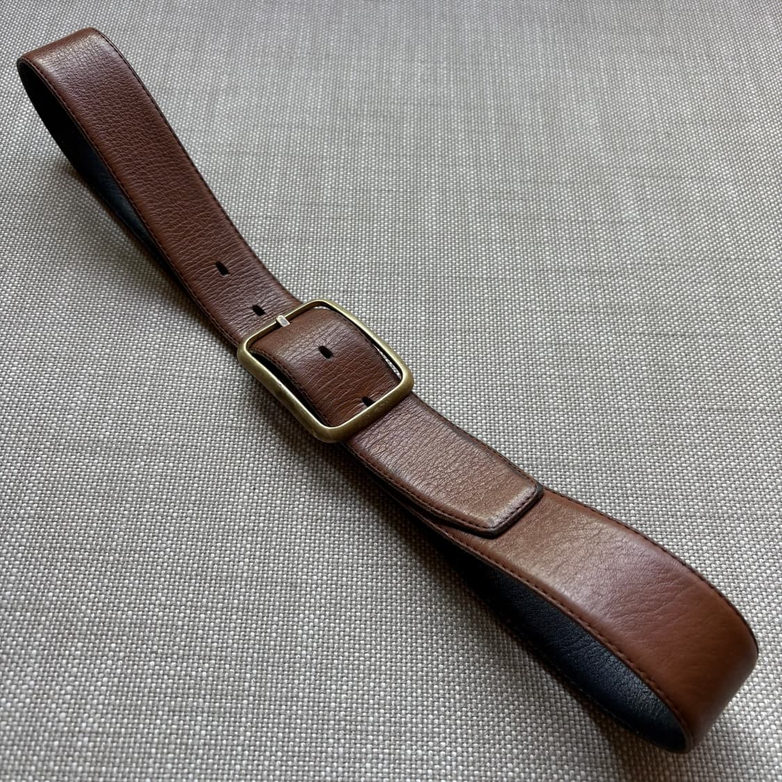 [31-32] 90s USA 카멜브라운 레더 솔리드 브라스 버클 벨트 상품이미지1