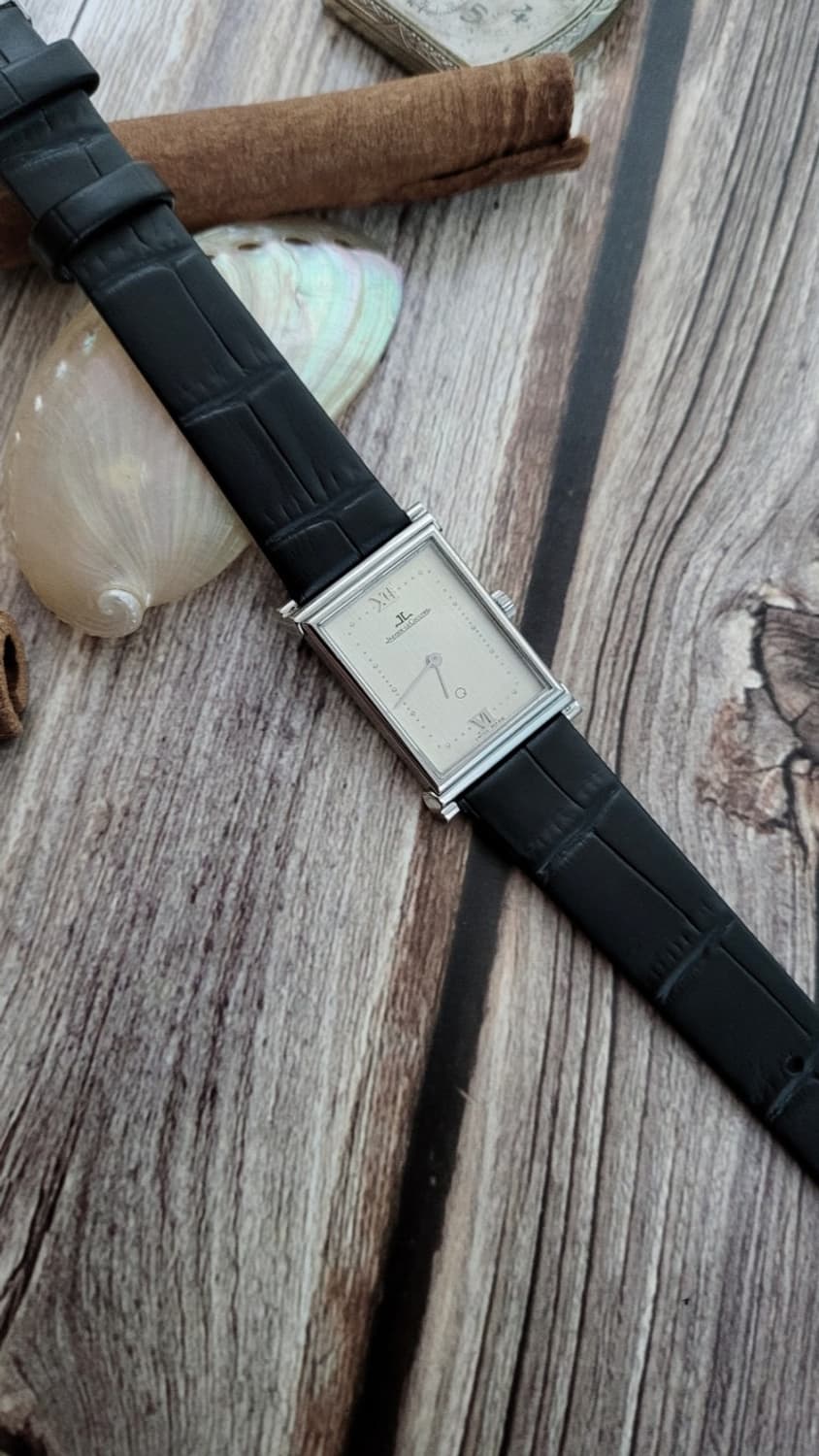 정품 예거르쿨트르 스틸 스퀘어 울트라씬 남여공용 쿼츠 시계 상품이미지4