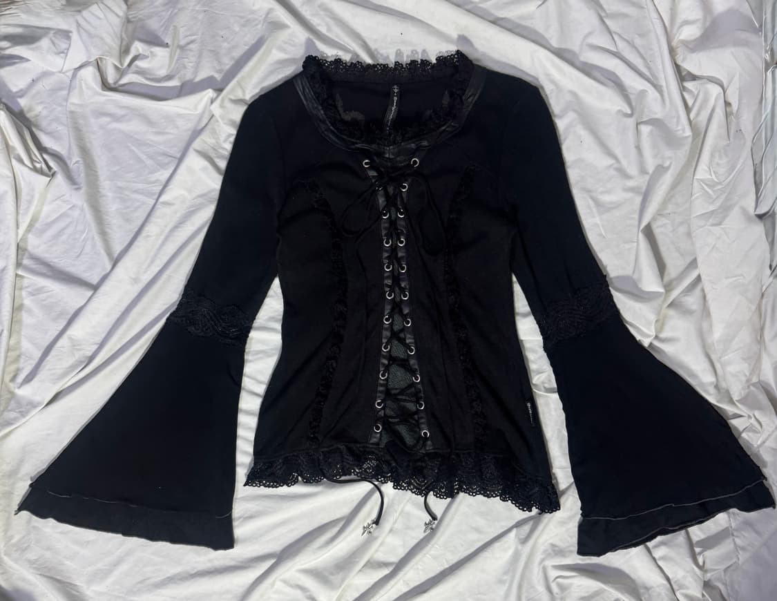 Ozz croce 레이스업 코르셋 니트 탑 y2k 고딕 오즈온 상품이미지4