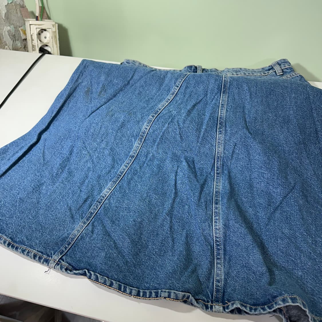 우먼XL 자라 우먼 A라인 빈티지워시드 롱 데님스커트 상품이미지6