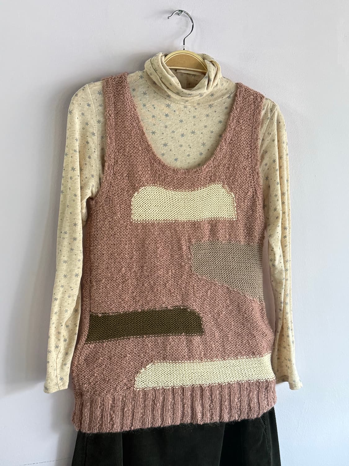 일본빈티지 구름 핑크 모헤어 니트베스트 상품이미지2