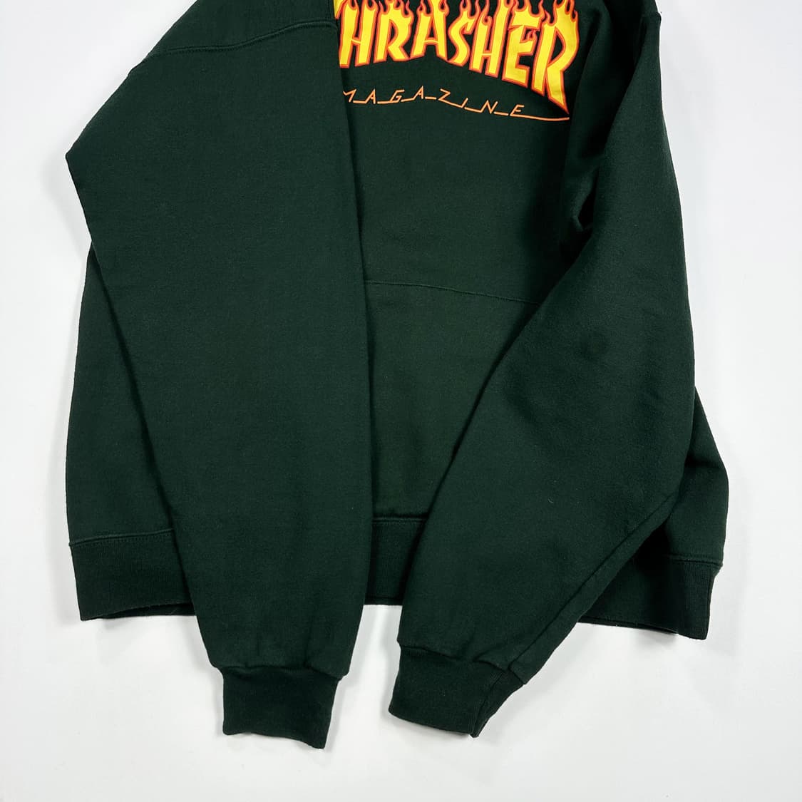 트레셔 플레임 불꽃 로고 카키 후드티 (M) 상품이미지4