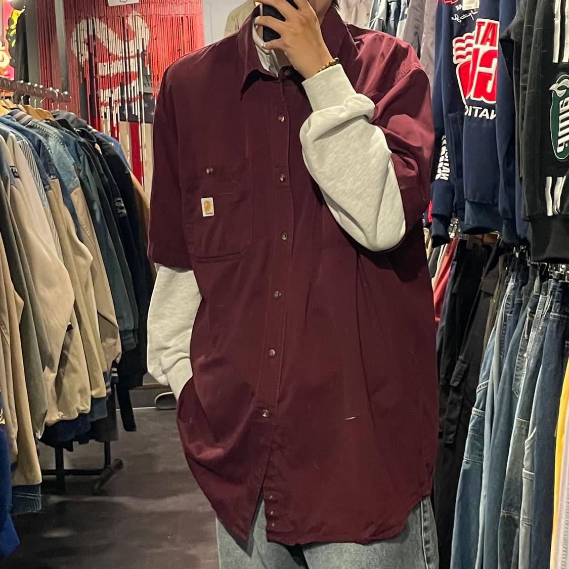 [IM] carhartt 칼하트 버건디 반팔셔츠 상품이미지3