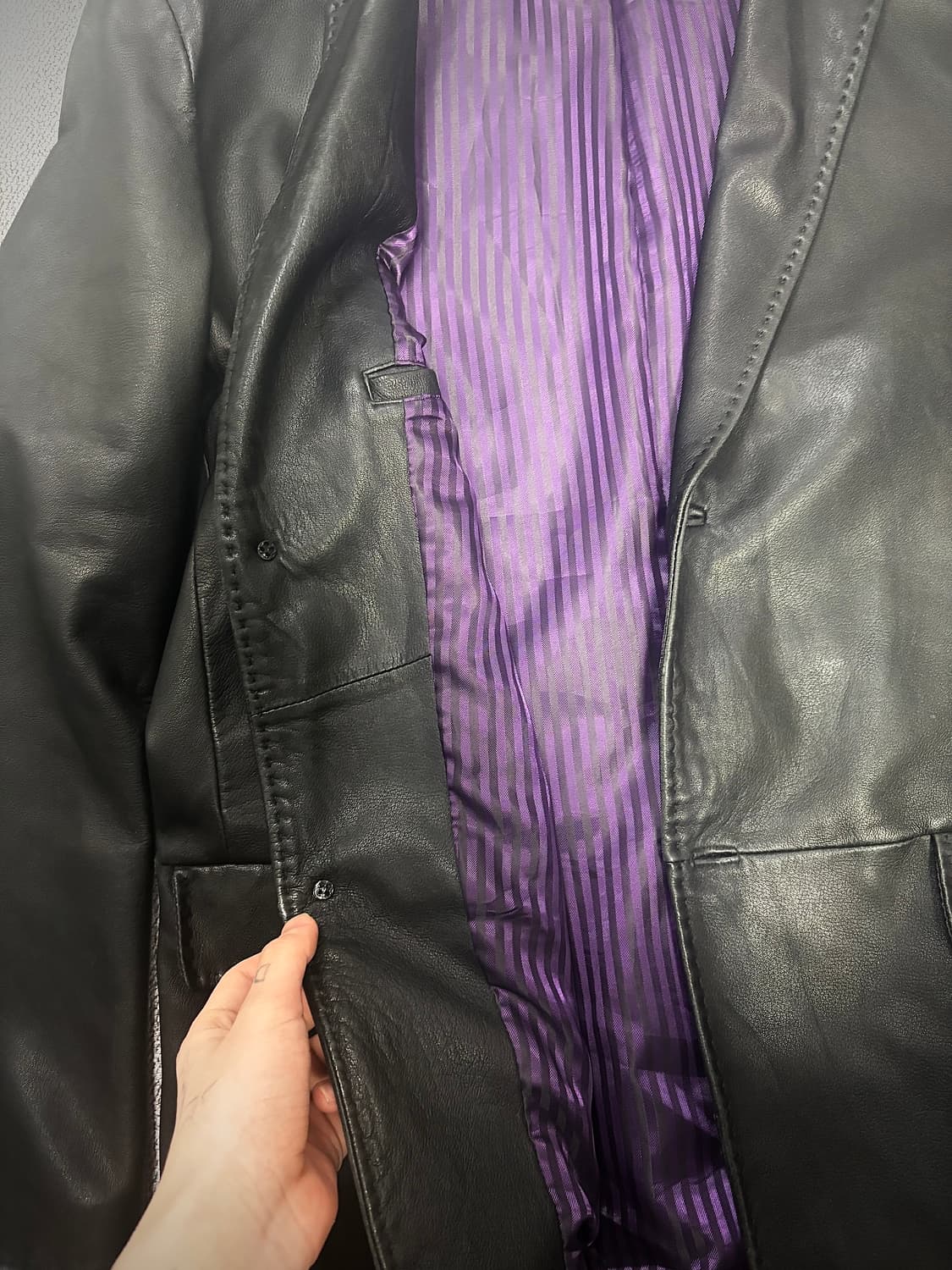 블랙 양가죽 램스킨 투버튼 싱글 블레이지아주자켓 상품이미지4