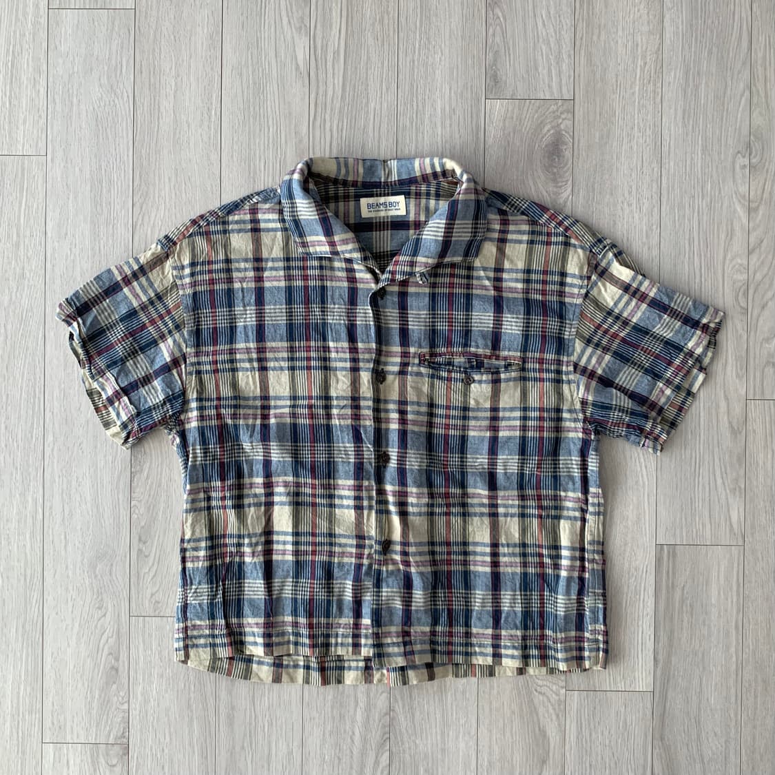 빔즈보이 마드라스 체크 이탈리안 카라 반팔셔츠 상품이미지4