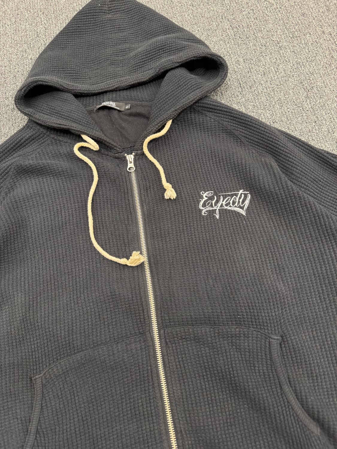 XL)Eyedy 빈티지 프린팅 와플 후드집업 상품이미지2