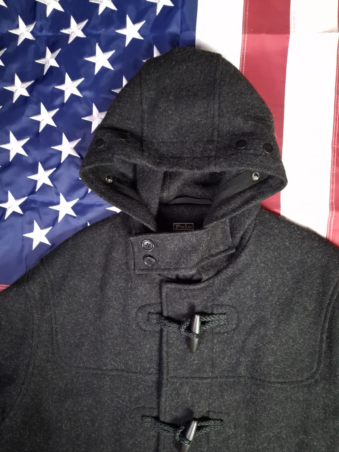 오리지날 90's 랄프로렌폴로 차콜그레이 더플떡뽁이 울 코트 상품이미지3