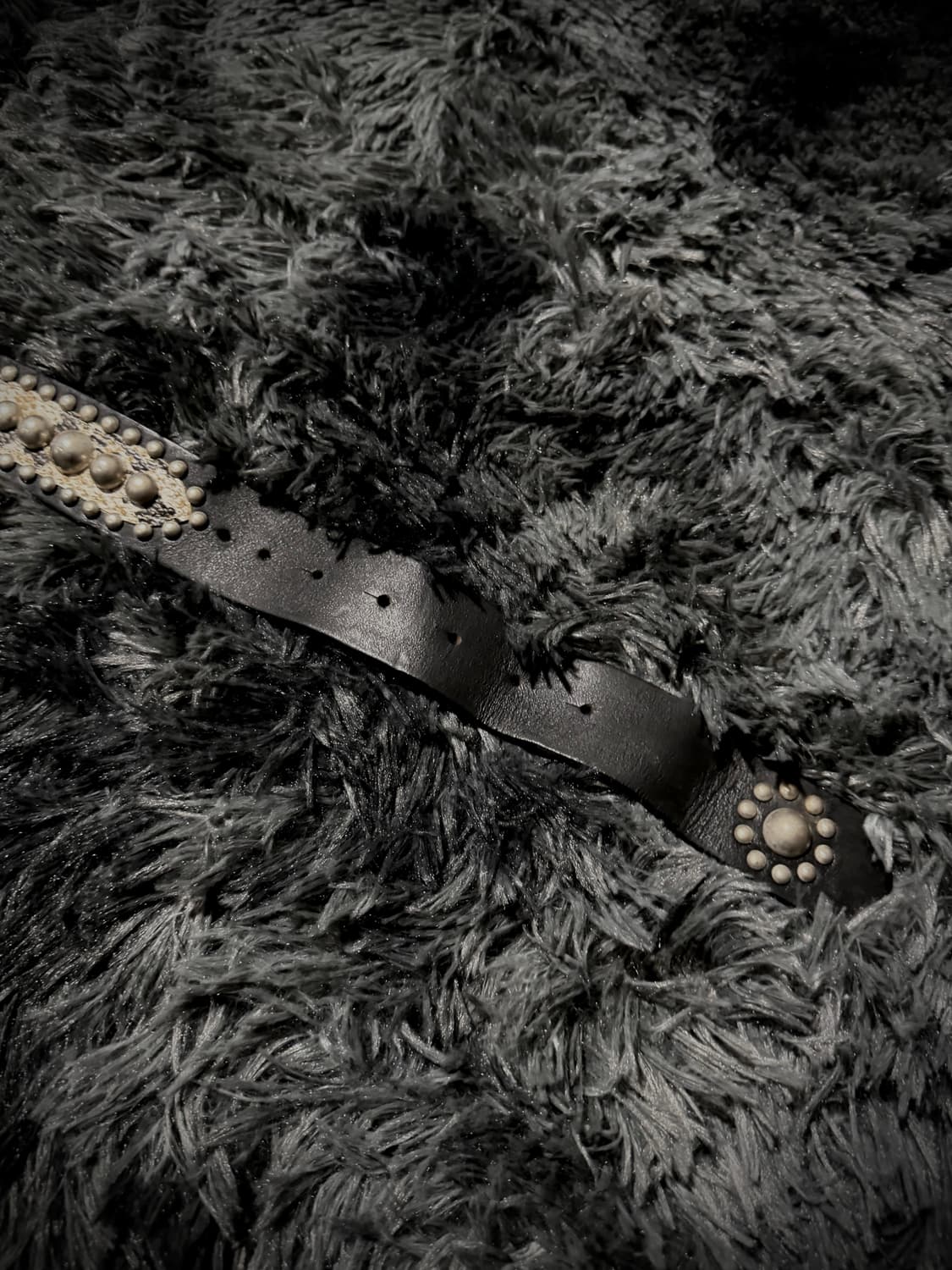 실버 크롬 벨크로 파이톤+스터드 블랙 가죽 벨트 상품이미지2