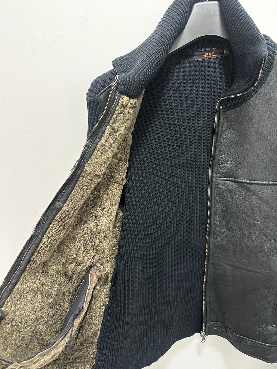 ZARA MAN genuine leather fur knit zip up 상품이미지5