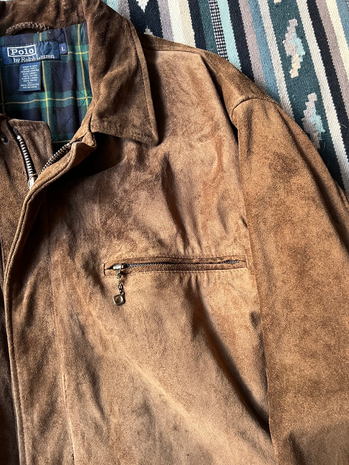 [L]폴로 랄프로렌 체크 라이닝 스웨이드 헌팅 자켓 상품이미지3