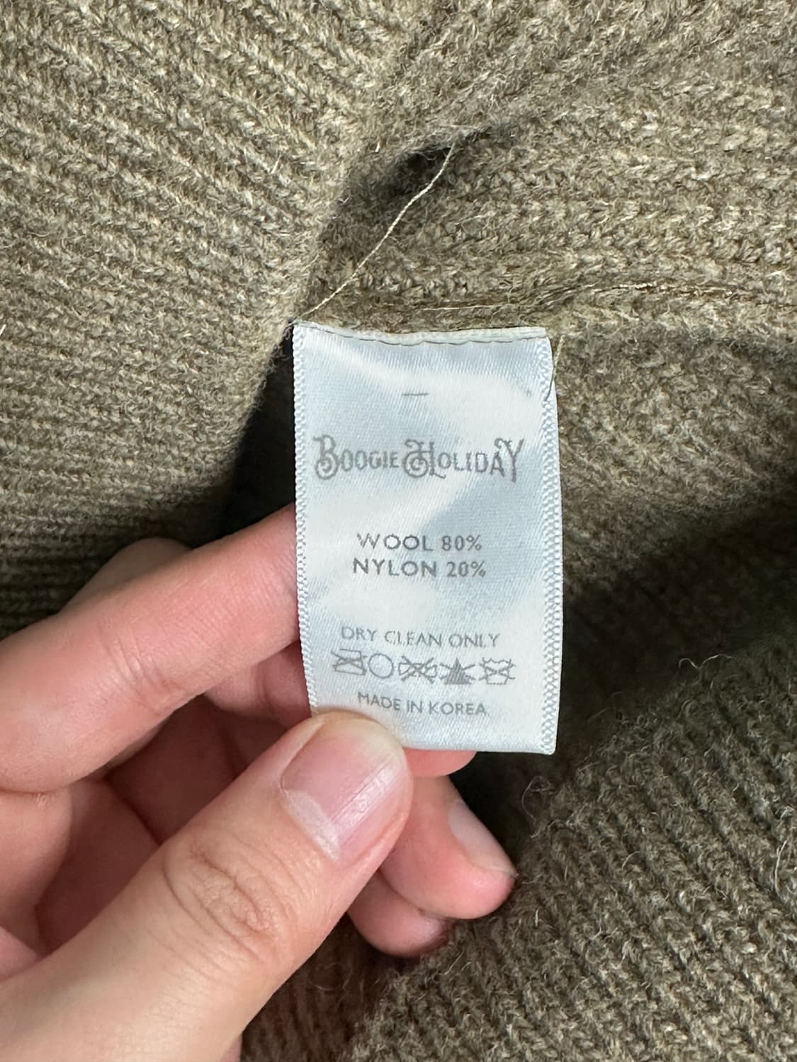 (M) 부기홀리데이 램스울 라운드넥 가디건 모스그린 상품이미지4