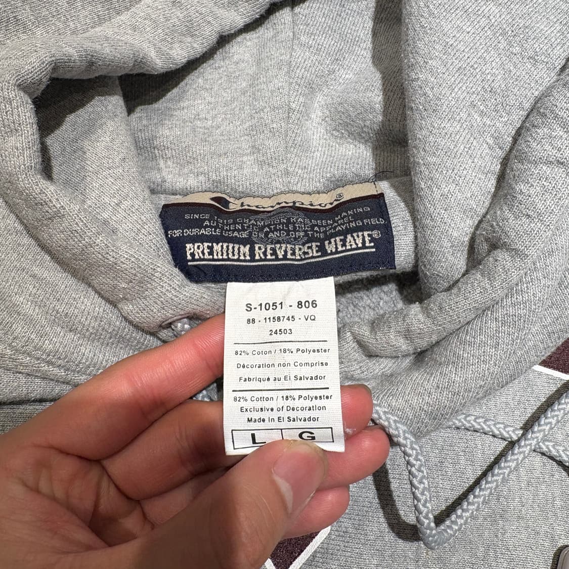 00년대 생산 챔피온 리버스위브 그레이 후드  상품이미지8