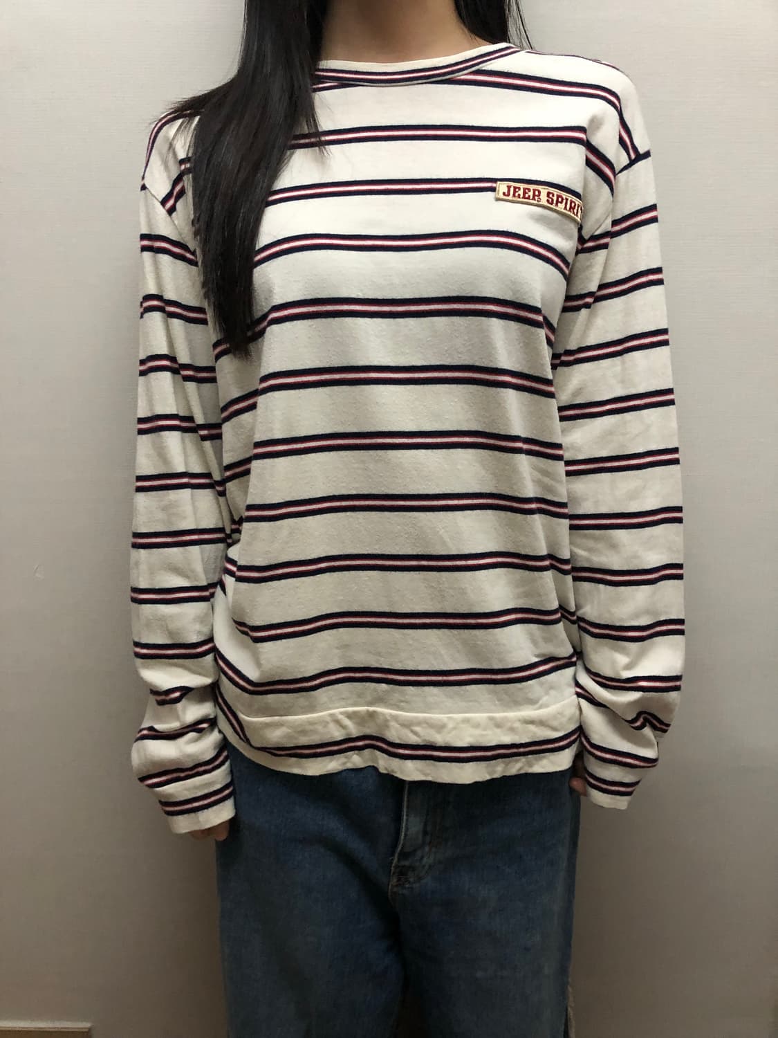 빈티지 지프 아이보리 스트라이프 티셔츠 상품이미지4