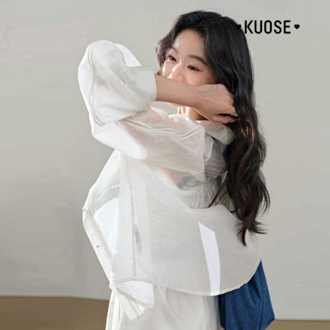 쿠오세(KUOSE) 이리디센트 오버레이 리오셀 셔츠 프리사이즈 새상품 상품이미지4