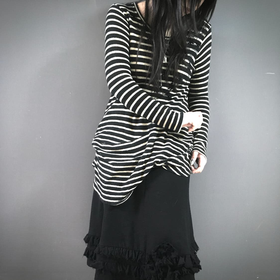 Gomme 고무 드레이프 스트라이프 니트 상품이미지2