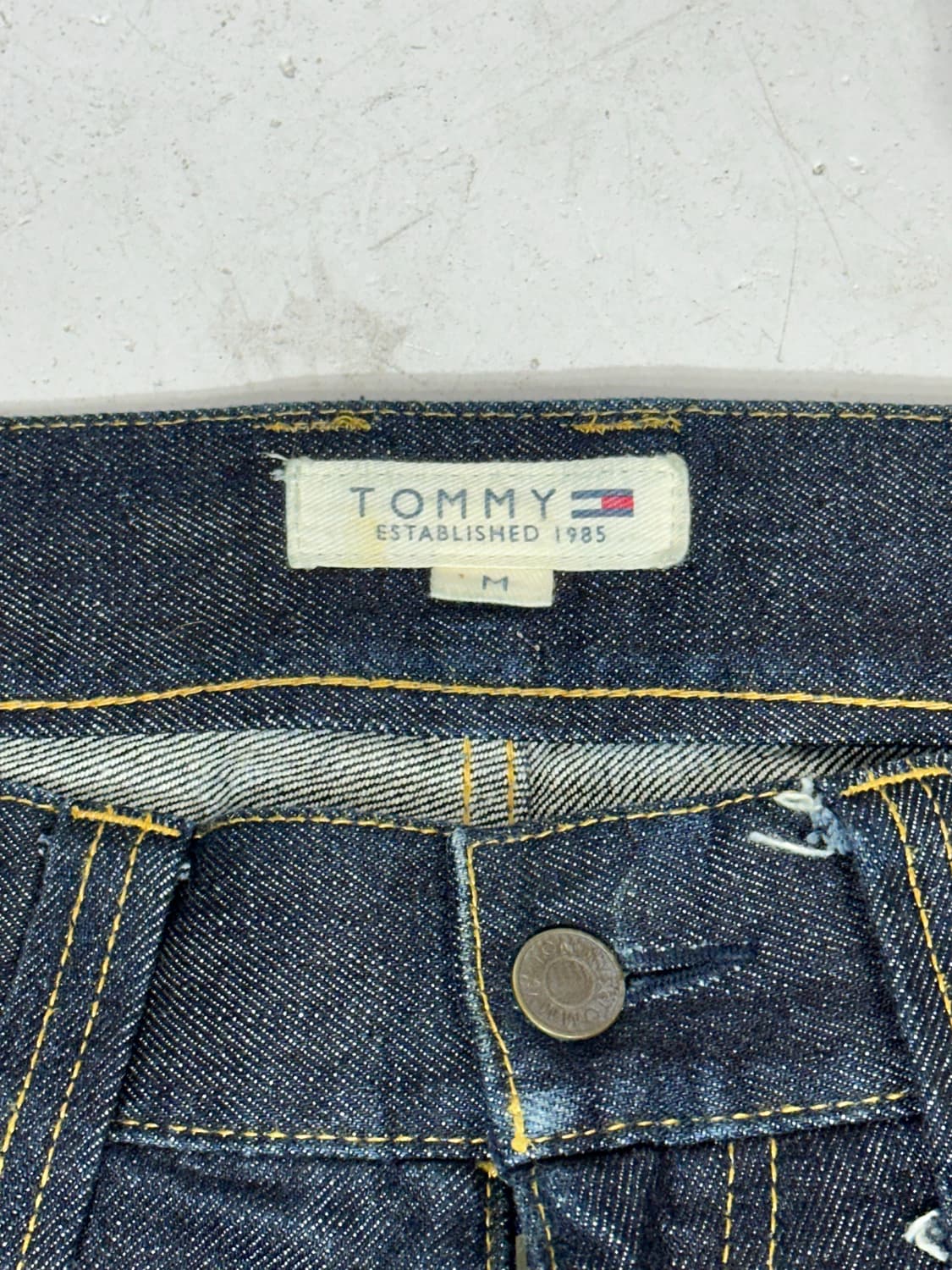 타미 힐피거 진청 빅 로고 프린팅 셀비지 데님 팬츠 청바지 M 상품이미지7