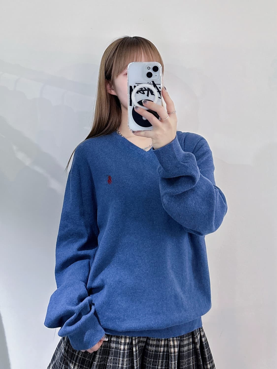 폴로 블루 포니 브이넥 니트 상품이미지2