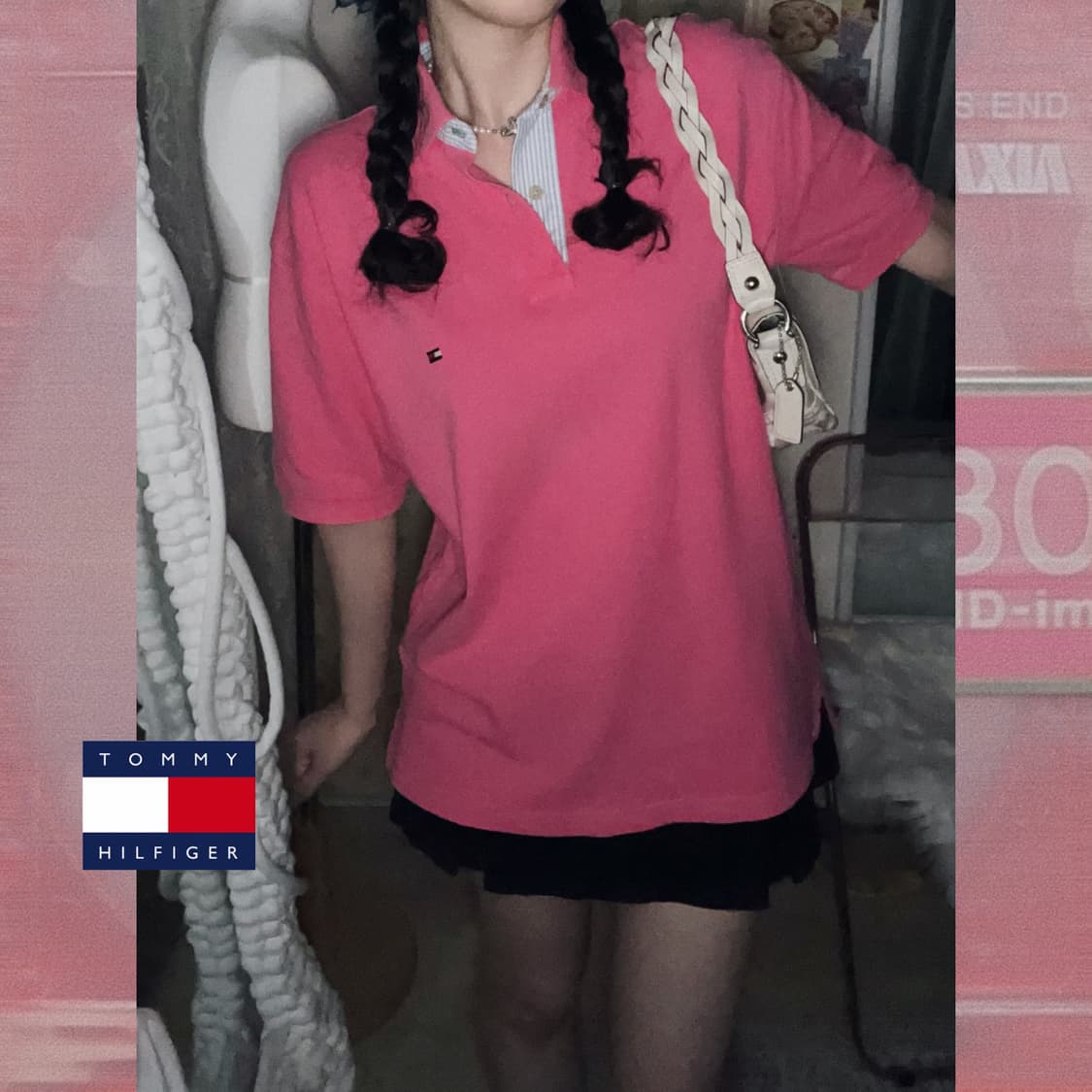 타미 핑크 오버핏 카라 티셔츠 상품이미지4